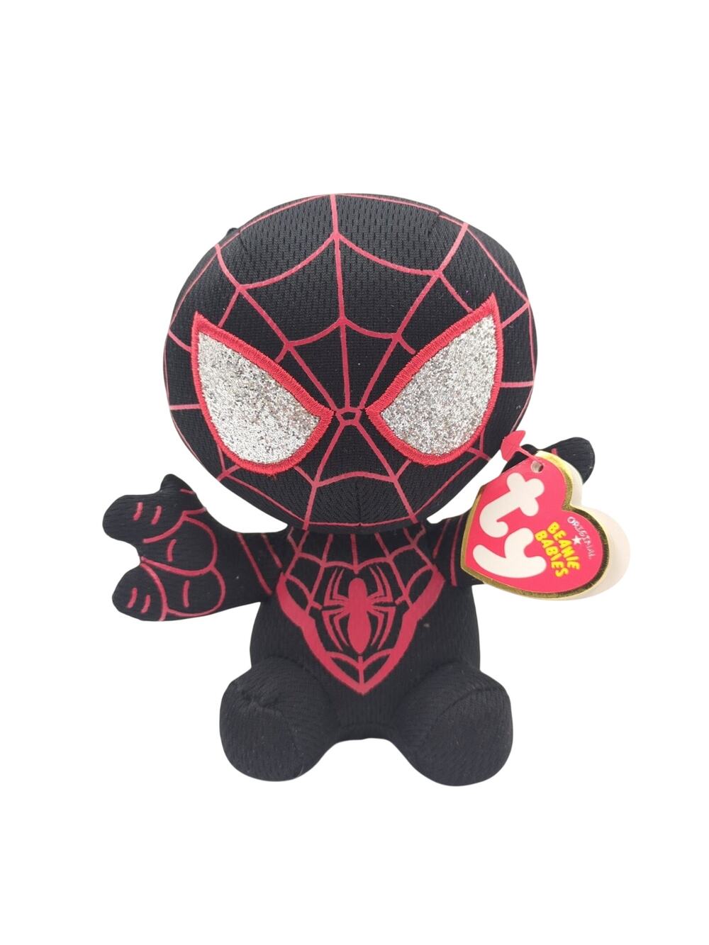 Ty Spider-Man Miles Morales Beanie Babies Marvel Glitter Eyes Plush 6" NWT